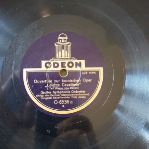 Δισκος 78 στροφων SHELLAC 78rpm ODEON LEICHTE CAVALLERIE 1.2.FRITZ ZWEIG 30cms