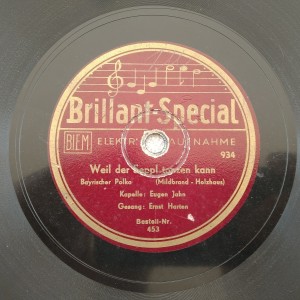 Δισκος 78 στροφων SHELLAC 78rpm Brillant Special WEIL DER SEPPL TANZEN KANN Eugen Jahn IN MUNCHEN SIECHT EIN HOFBRAUHAUS