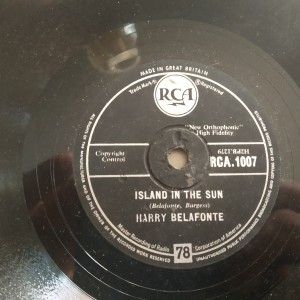 78rpm record ISLAND IN THE SUN / COCONUT WOMAN HARRY BELAFONTE 25cms