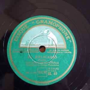 Δισκος 78 στροφων SHELLAC 78rpm DISQUE GRAMOPHONE RELICARIO / MASQUERADE MELACHRINO STRINGS 25cms
