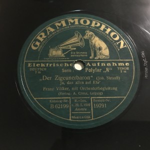 Δισκος 78 στροφων SHELLAC 78rpm DIE FLEDERMAUS Franz Volker DER ZIGEUNERBARON Strauss 30cms
