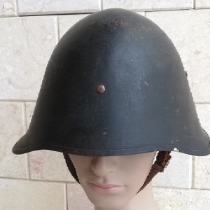 DANISH CIVIL DEFENCE HELMET WITH LINER AND CHIN STRAP WWII BLACK